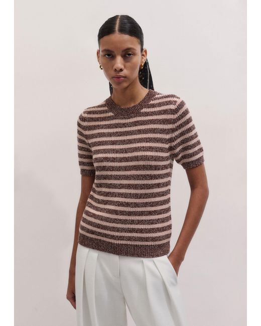 ME+EM Multicolor Mouliné Stripe Straight Knit Tee Cinnamon Multi