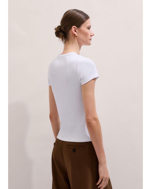 ME+EM White Ultimate Fitted Rib Crew Neck Tee