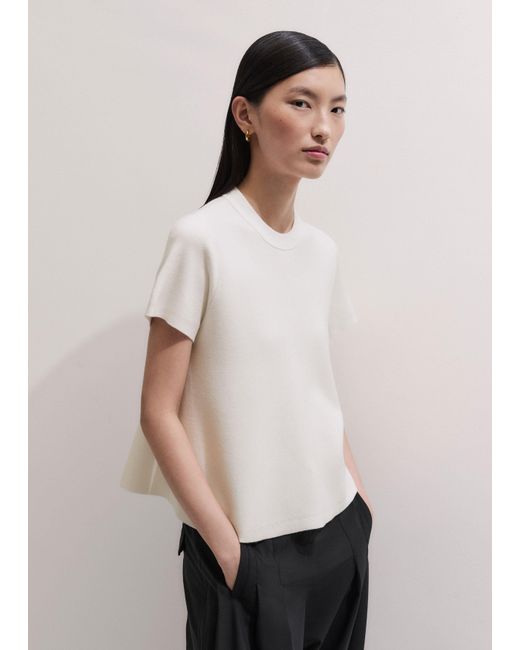 ME+EM Natural Wool Stretch Short Sleeve Swing Knit Top