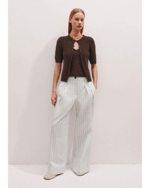 ME+EM Brown Bouclé Buttoned Tee