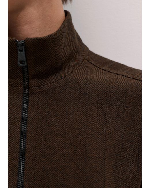 ME+EM Brown Relaxed Zip Through Top-Chocolate
