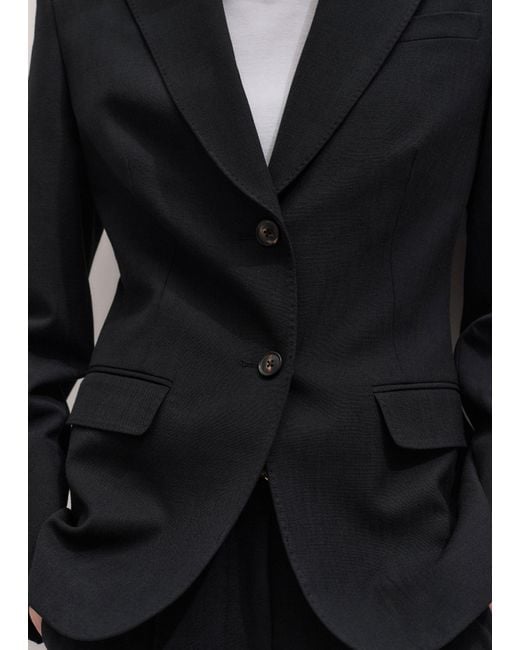 ME+EM Black Contour Sharp Shoulder Blazer