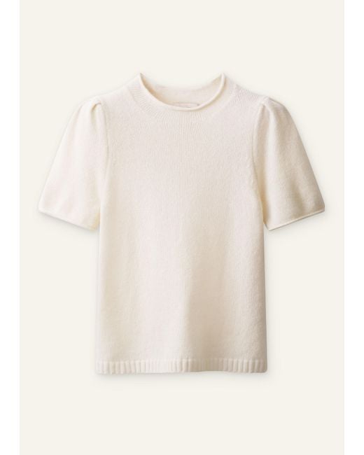 ME+EM Natural Merino Cashmere Silk Pouf Sleeve Knit Tee