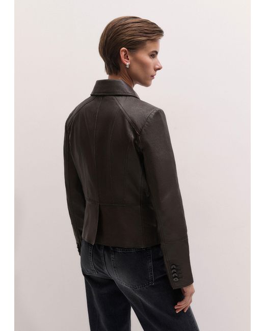 ME+EM Black Washed Leather Utility Jacket