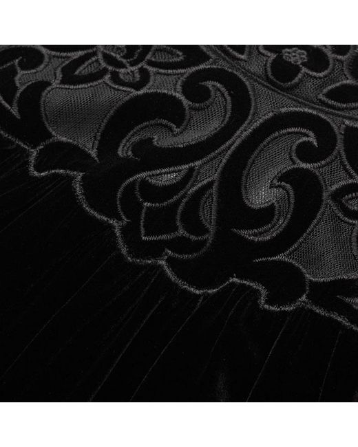 ME+EM Black Silk Blend Velvet Embroidered Top