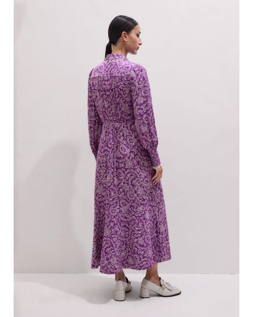 ME+EM Purple Fit & Flare Entangled Lace Print Maxi Dress