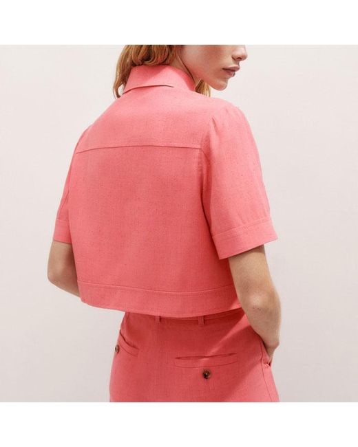 ME+EM Pink Lightweight Tailored Shirt Jacket Camellia Rose