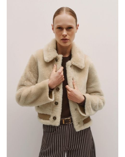 ME+EM Natural Reversible Shearling Bomber Jacket