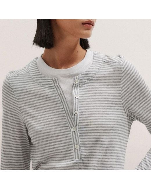 ME+EM Gray Double-Layer Look Long Sleeve Top
