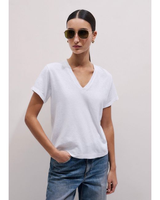 ME+EM White Soft Washed V-Neck Tee