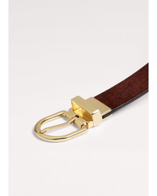 ME+EM Black Reversible Metal Eyelet Hips To Waist Belt-Chestnut