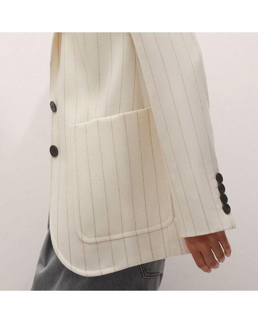 ME+EM Natural Metallic Pinstripe Contour Blazer