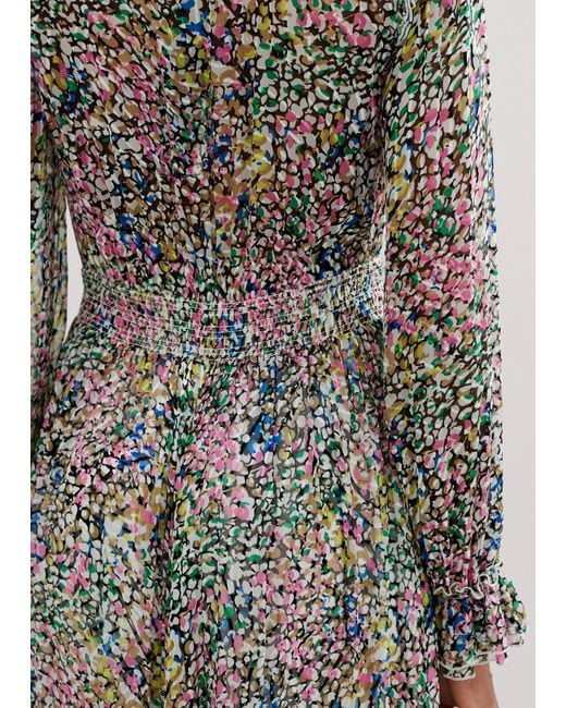 ME+EM Brown Silk-blend Devoré Confetti Print Maxi Dress