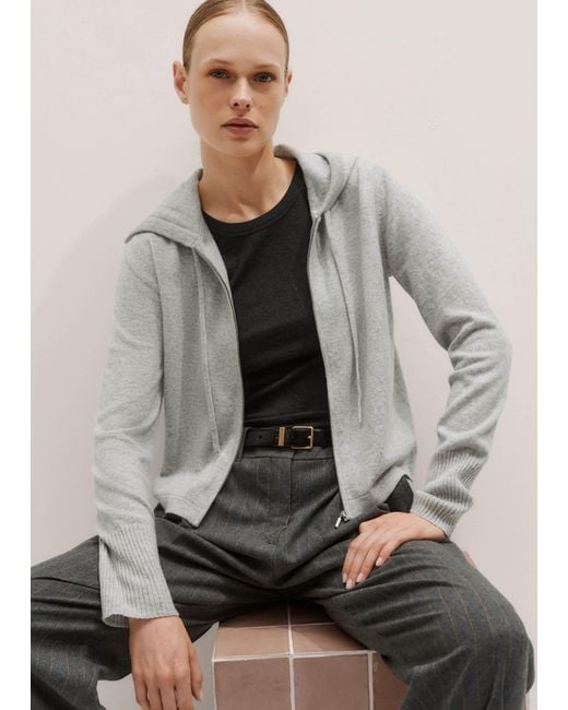 ME+EM Gray Cashmere Relaxed Fit Box Zip Hoody Mélange