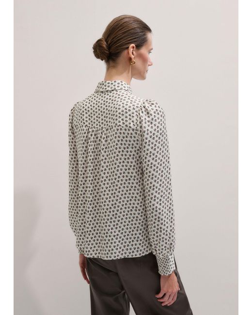 ME+EM Gray Micro Paisley Print Blouse + Tie