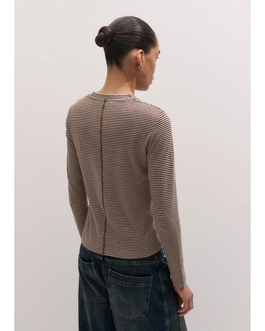 ME+EM Multicolor Micro Stripe Long Sleeve Top Soft-Pecan