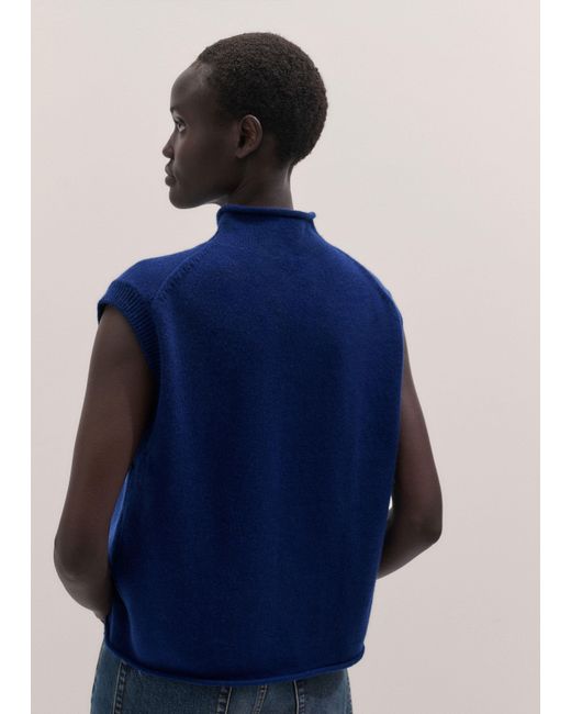 ME+EM Blue High Neck Knit Tank