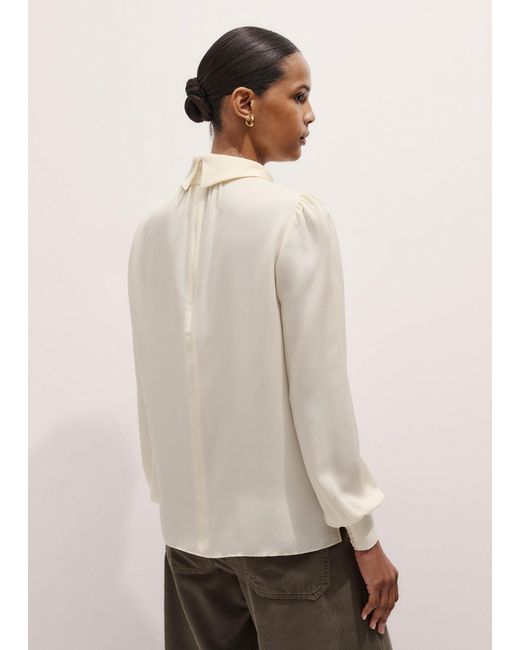 ME+EM Brown Silk High Neck Slim Top