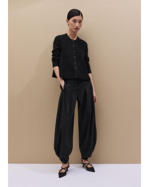 ME+EM Black Wool Stretch Button Through Swing Cardigan