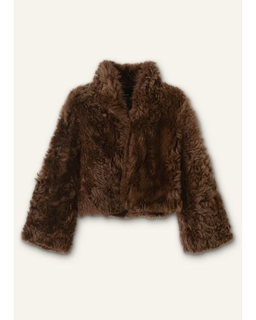ME+EM Brown Luxe Shearling Crop Jacket