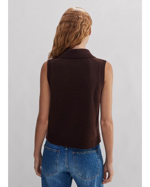 ME+EM Brown Merino Cashmere Layering Vest + Collar