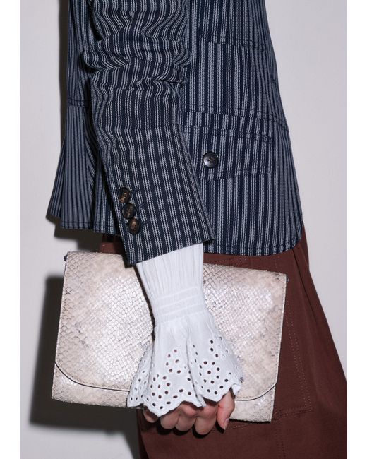 ME+EM Blue Striped Slim Fit Military Jacket/Light Cream