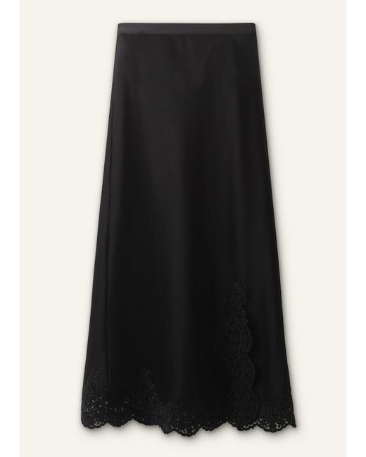 ME+EM Black Satin Lace Maxi Skirt