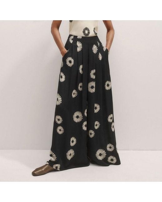 ME+EM Natural Silk Modern Daisy Print Halterneck Top