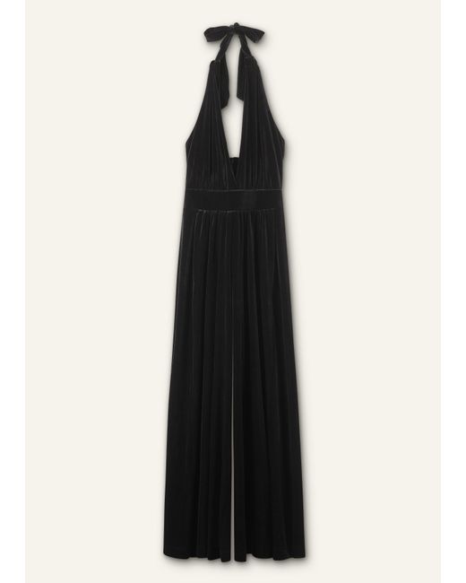 ME+EM White Fluid Velour Halterneck Jumpsuit