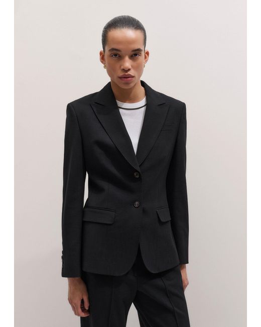 ME+EM Black Contour Sharp Shoulder Blazer