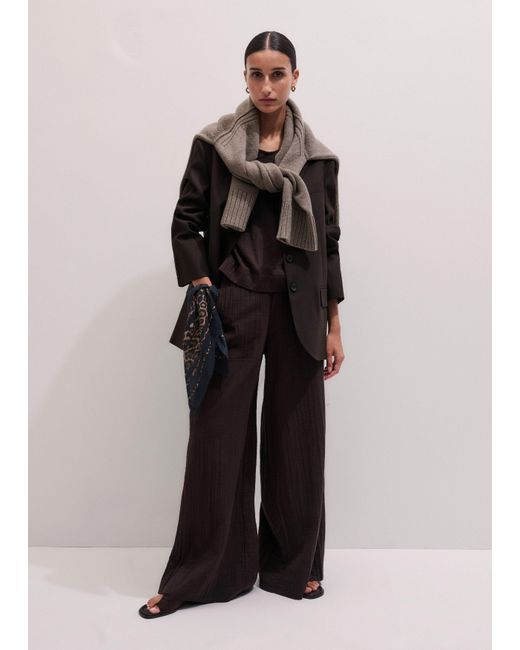 ME+EM Black Cheesecloth Wide-Leg Trouser