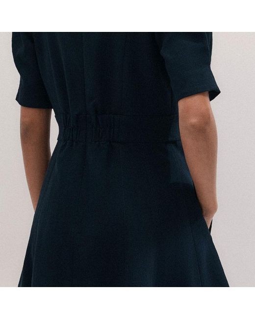 ME+EM Blue Panelled Fit And Flare Short Dress