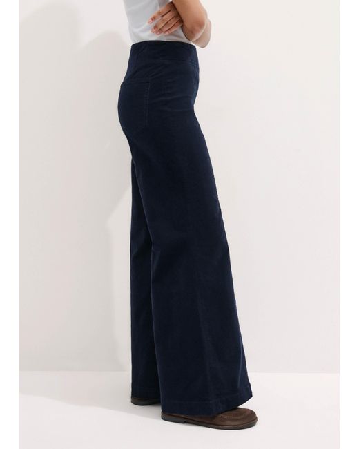 ME+EM Blue Short-Length Velvet Cord Travel Palazzo Pant