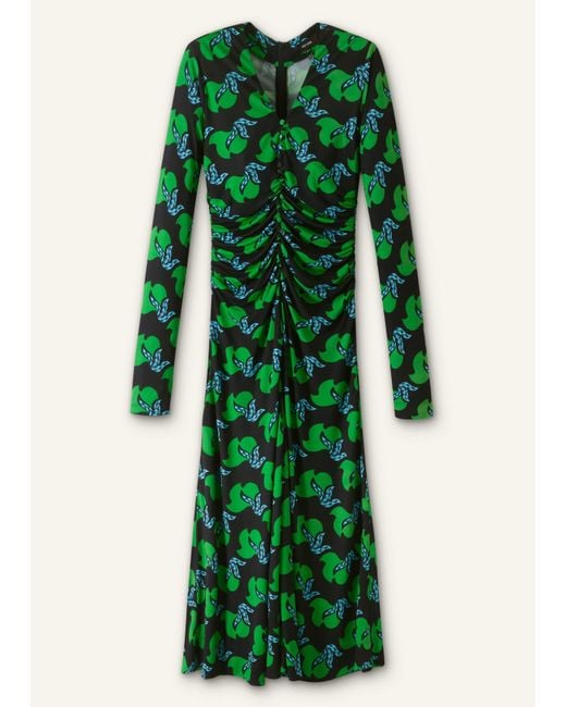 ME+EM Green Crepe Birds Of Paradise Maxi Dress + Belt
