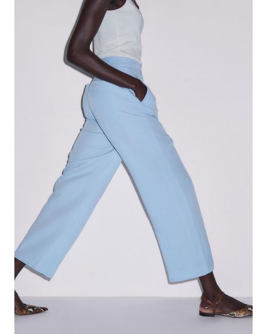 ME+EM Blue Straight Crop Tailored Trouser