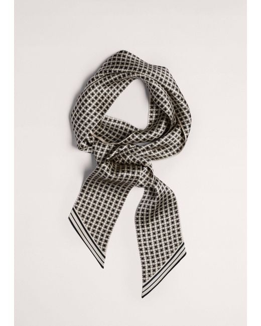 ME+EM White Tubular Squared Geo Print Scarf Cream
