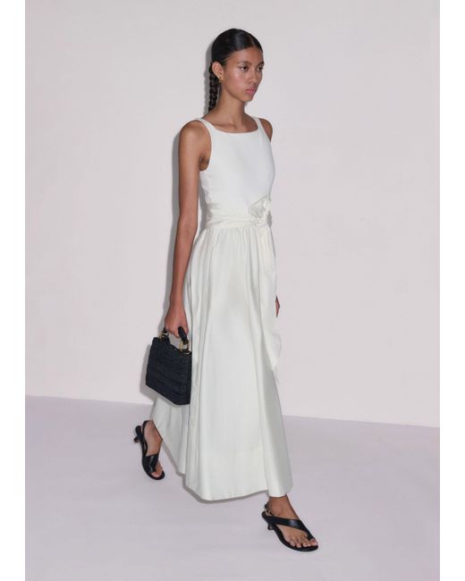 ME+EM Natural Boat Neck Fit And Flare Maxi Dress + Tie