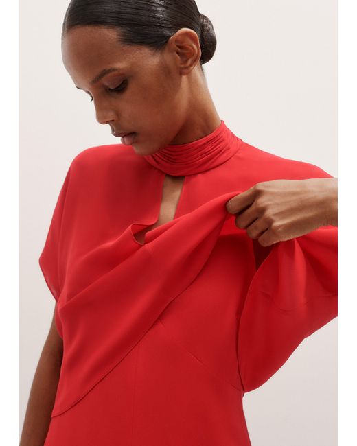 ME+EM Red Wide Leg Jumpsuit + Silk Top