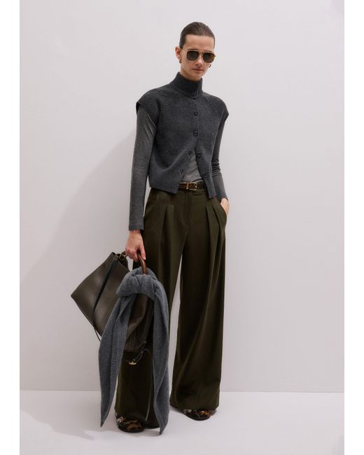 ME+EM Multicolor Wide Leg Double Pleat Trouser