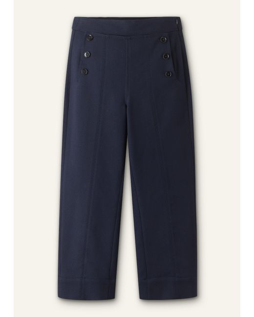 ME+EM Blue Button Front Straight Crop Trouser