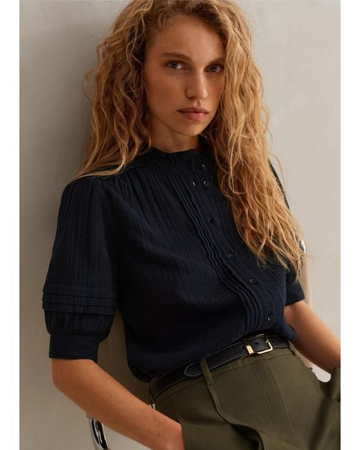 ME+EM Cheesecloth Blouse in Blue | Lyst UK