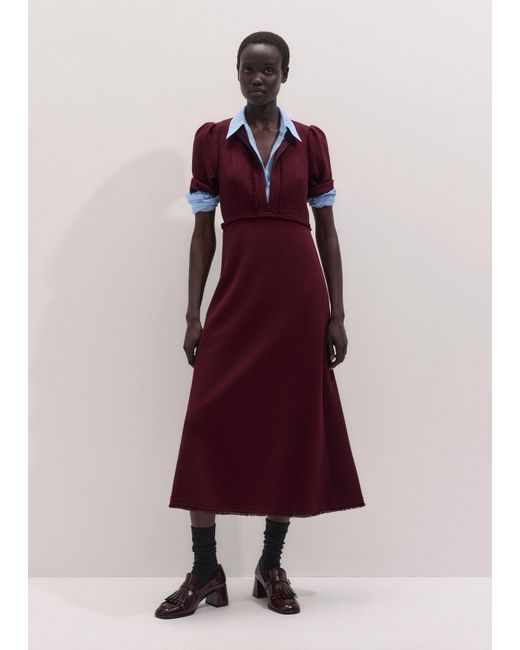 ME+EM Multicolor Textured Slim Midi Dress