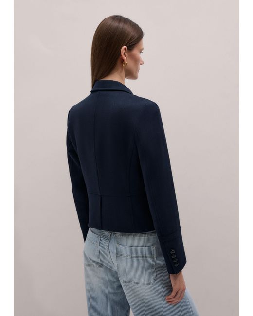 ME+EM Blue Herringbone Crop Jacket