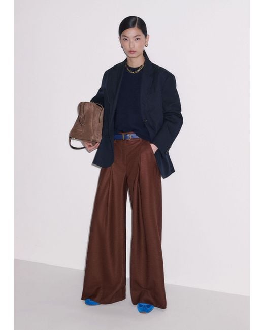 ME+EM Blue Wool Stretch Short Sleeve Swing Knit Top