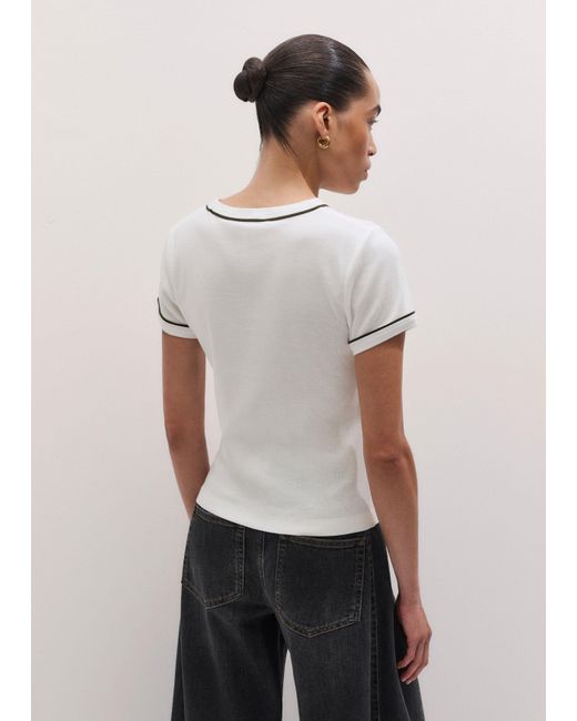 ME+EM White Piped Fitted T Shirt Soft-Rich