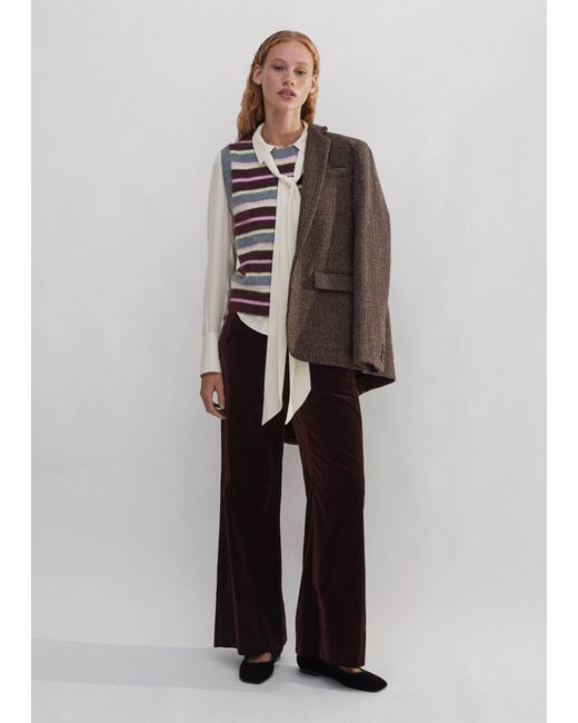 ME+EM Purple Brushed Cashmere Stripe Sweater Vest