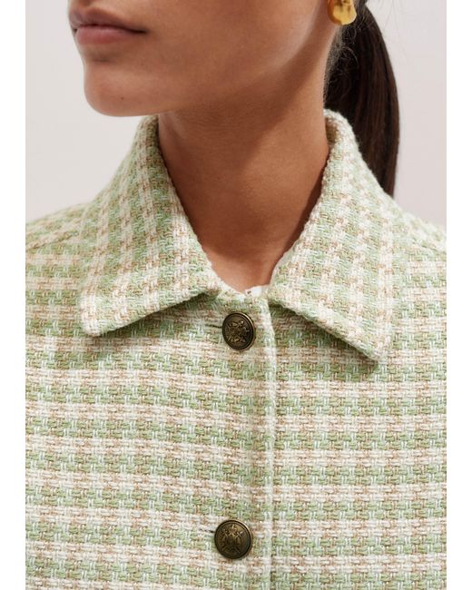 ME+EM Natural Dogtooth Short Sleeve Jacket