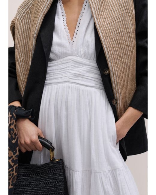 ME+EM Natural Cheesecloth Fit And Flare Maxi Dress