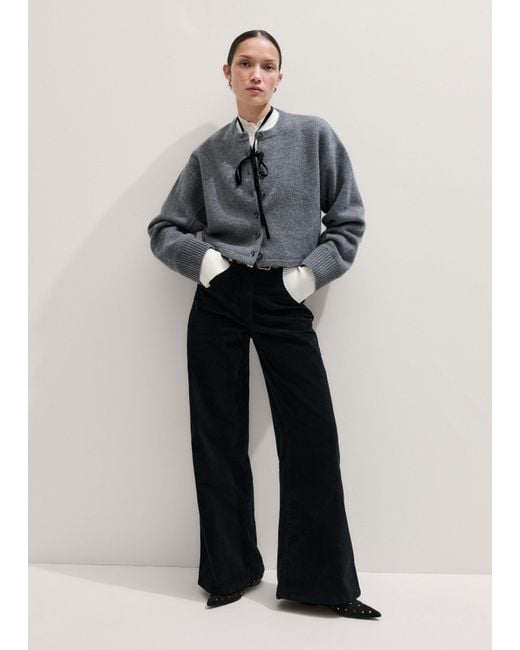 ME+EM Blue Dramatic Sleeve Knit Jacket Mid Melange