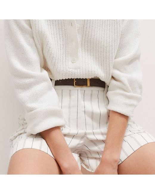 ME+EM White Collared Button-Front Jumper